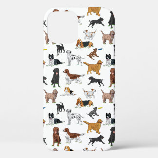 Cute Dogs Illustrator Pattern iPhone 12 Hoesje