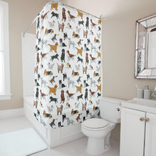 Cute Dogs Illustrator Pattern Douchegordijn