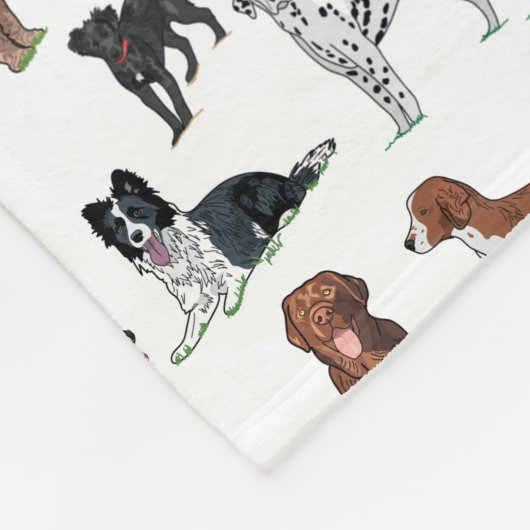 Cute Dogs Illustrator Pattern Fleece Deken (Hoek)
