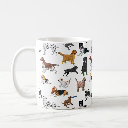 Cute Dogs Illustrator Pattern Koffiemok (Links)
