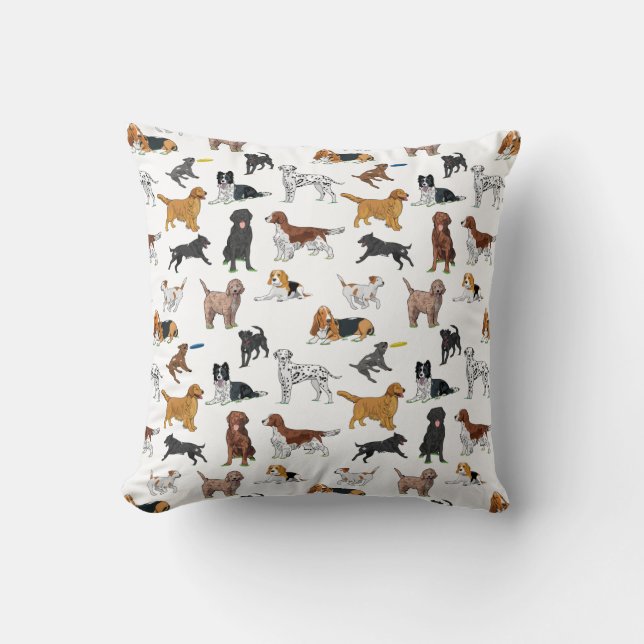 Cute Dogs Illustrator Pattern Kussen (Voorkant)