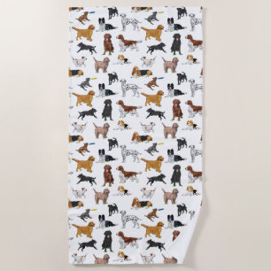 Cute Dogs Illustrator Pattern Strandlaken