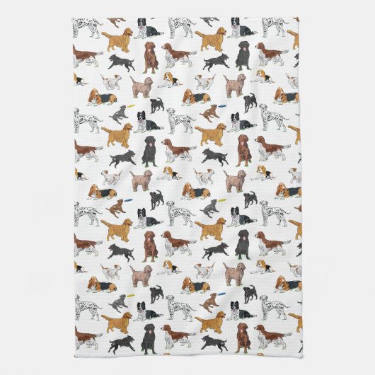 Cute Dogs Illustrator Pattern Theedoek (Verticaal)