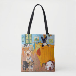 Cute Dogs in Van Gogh's slaapkamer Tote Bag
