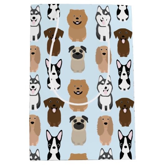 Cute Dogs, Pug, Boston, Lab, Chow, Husky, Spaniel Medium Cadeauzakje (Voorkant)