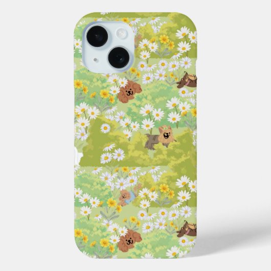 Cute Dogs With Daisy Flowers Seamless Pattern Case-Mate iPhone Case (Achterkant)