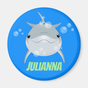 Cute dolphin bubbles cartoon illustratie magneet