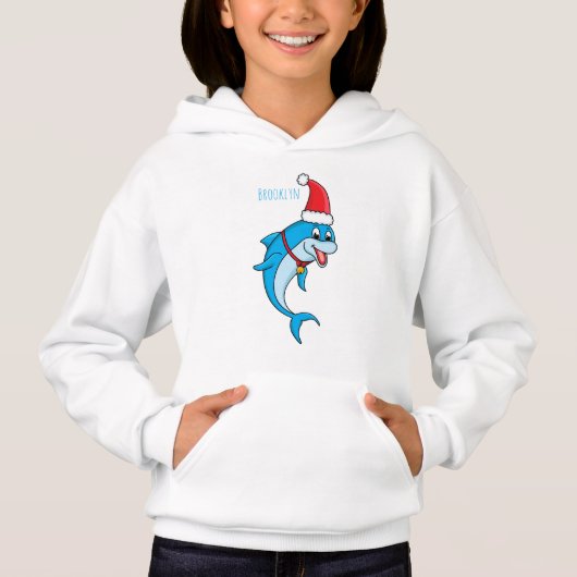 Cute dolphin met Santa hat cartoon (Voorkant)