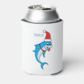 Cute dolphin met Santa hat cartoon Blikjeskoeler (Blikje Achterkant)