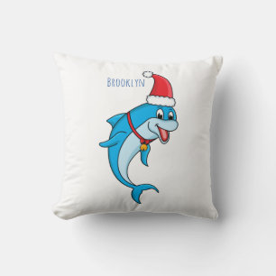 Cute dolphin met Santa hat cartoon Kussen