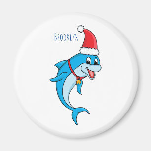 Cute dolphin met Santa hat cartoon Magneet