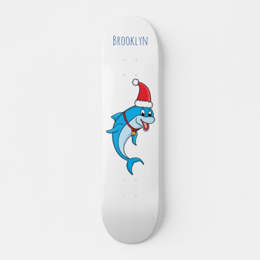 Cute dolphin met Santa hat cartoon Skateboard (Voorkant)