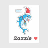 Cute dolphin met Santa hat cartoon Sticker (Vel)