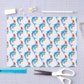 Cute dolphin met Santa hat cartoon Tissuepapier (Craft)