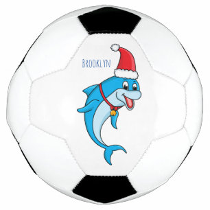Cute dolphin met Santa hat cartoon Voetbal