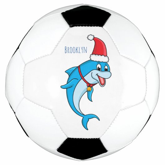 Cute dolphin met Santa hat cartoon Voetbal (Voorkant)