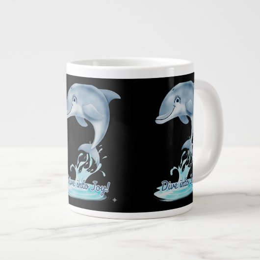 Cute Dolphin Mug – Dive into Joy | Retro Ocean Aes (Devant droit)