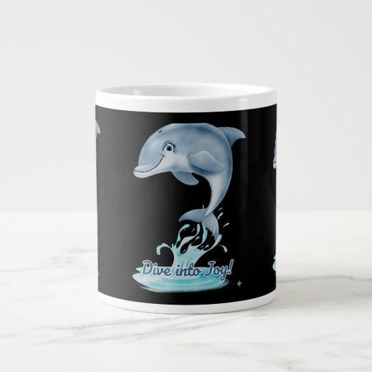 Cute Dolphin Mug – Dive into Joy | Retro Ocean Aes (Devant)