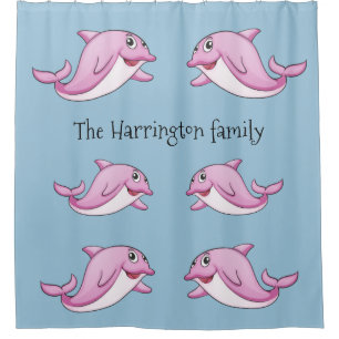 Cute Dolphins nom personnalisé rideau de douche