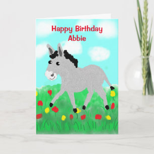 Cute Donkey Cartoon Birthday Kaart