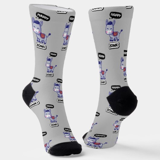 Cute Donkey Design Socks Sokken (Gebogen)