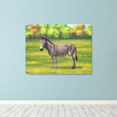 Cute Donkey Grey Burro in Pasture Canvas Afdruk (Insitu (Houten vloer))