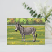 Cute Donkey Grey Burro in Pasture Kaart (Staand voorkant)
