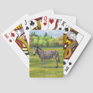Cute Donkey Grey Burro in Pasture Pokerkaarten