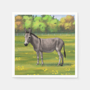 Cute Donkey Grey Burro in Pasture Servet