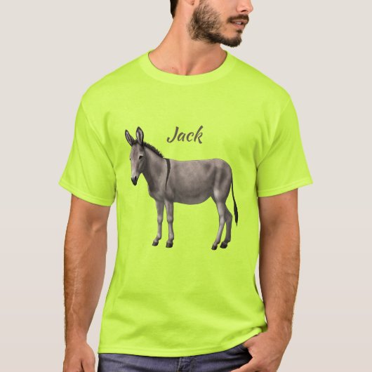 Cute Donkey Grey Burro in Pasture T-shirt (Voorkant)