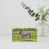 Cute Donkey Grey Burro in Pasture Visitekaartje (Staand voorkant)