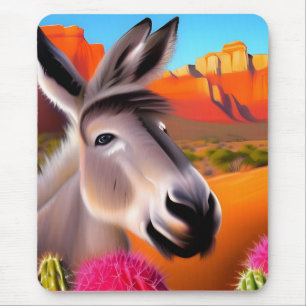 Cute Donkey met bloeiende cactus Muismat