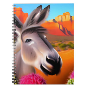 Cute Donkey met bloeiende cactus Notitieboek