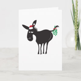 Cute Donkey met Mistletoe Merry Kissmyass Feestdagen Kaart
