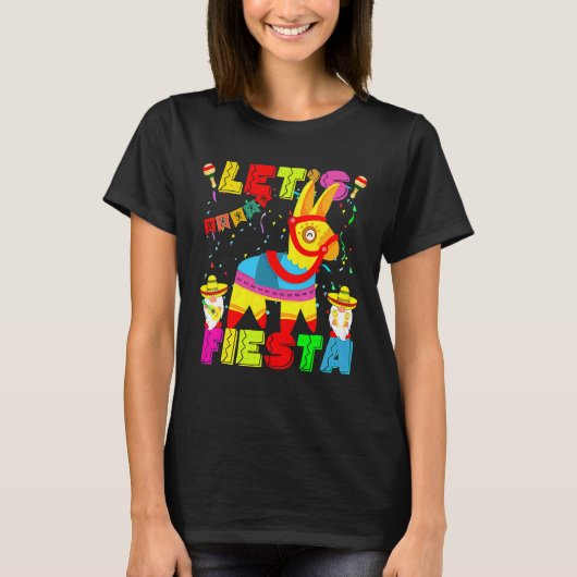Cute Donkey Pinata Let's Fiesta Cinco de Mayo Par T-shirt (Voorkant)