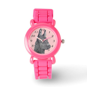 Cute donkey potlood tekenend monochrome realistisc horloge
