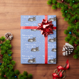 Cute Donkey Snowflakes Blue Kerstmis Cadeaupapier