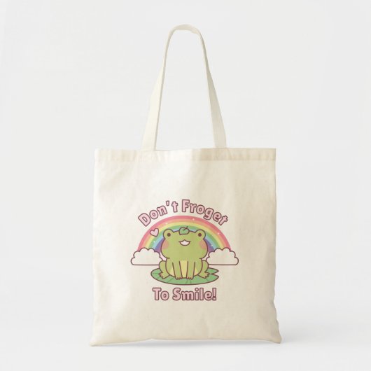 Cute Dont Froget to Smile Frog Good Vibes Pun Tote Bag (Voorkant)
