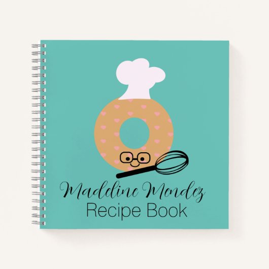 Cute Donut Baker Recette Enfants Carnet bleu (Devant)