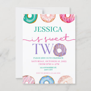 Cute Donut Feestje Zoete tweede 2de verjaardag Briefkaart