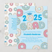 Cute Donut Graduation Party Invitation Kaart (Voorkant / Achterkant)