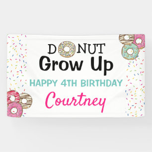 Cute Donut Groei Op Kinderverjaardagsfeestje Spandoek