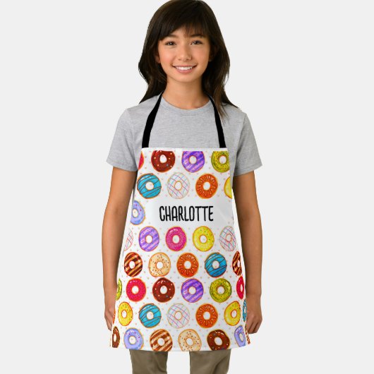 Cute Donut Pattern Kinder Personalized Schort (Insitu)