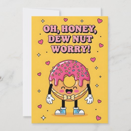 Cute Donut Pun Oh Honey Dew Nut Worry Encouraging Bedankkaart (Voorkant)