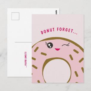 Cute Donut Vergeet dat je een mooie Kawaii-illustr Briefkaart