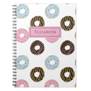 Cute Donuts Voeg je eigen naam aangepaste monogram Notitieboek