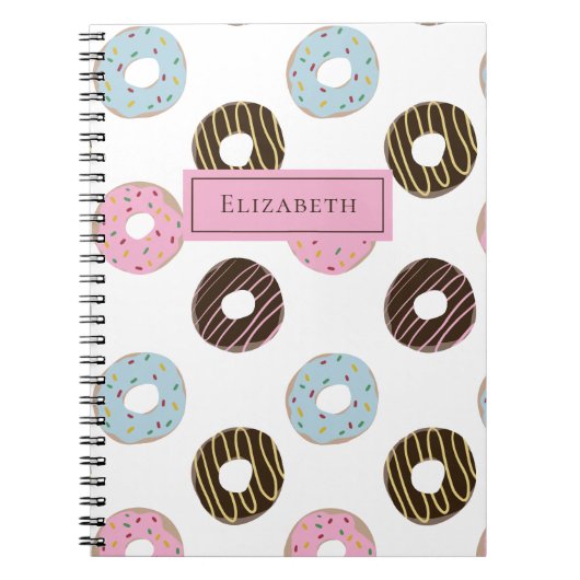 Cute Donuts Voeg je eigen naam aangepaste monogram Notitieboek (Voorkant)