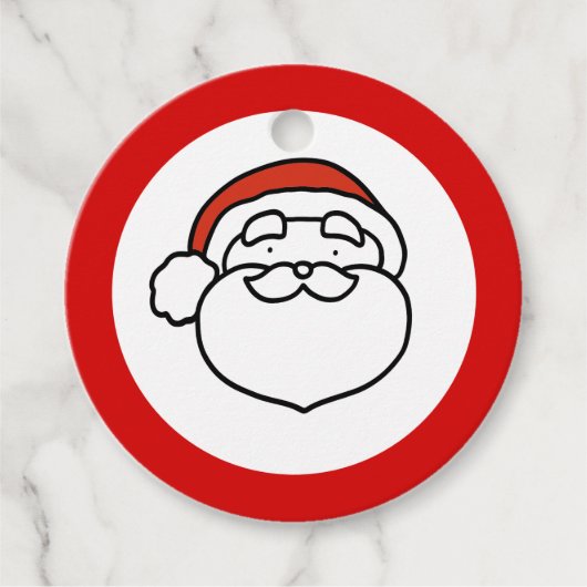 Cute Doodle Art Christmas Santa on Red Bedankjes Labels (Voorkant)