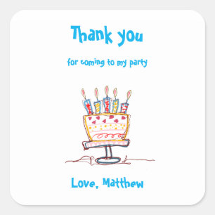 Cute Doodle Cake Bedankt Vierkante Sticker