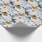 Cute Doodle Dog Patroon Cadeaupapier (Hoek)